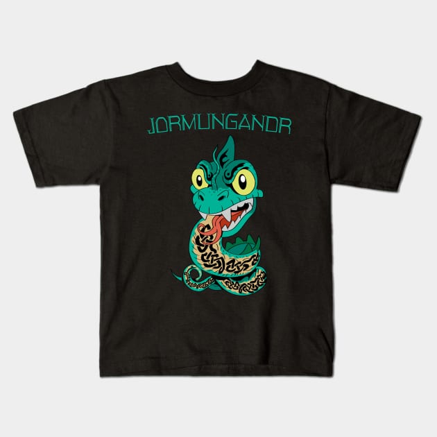 Wrath of the Serpent: Jormungandr in all its Glory Kids T-Shirt by Holymayo Tee